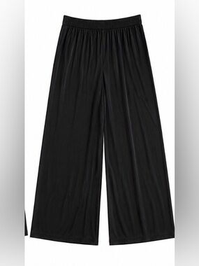 Nina Leonard Black Silky Wide-Leg Crop Pants Size Small NWOT